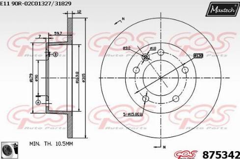 Maxtech 875342.0060 - Гальмівний диск autocars.com.ua