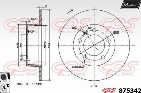 Maxtech 875342.6060 - Гальмівний диск autocars.com.ua