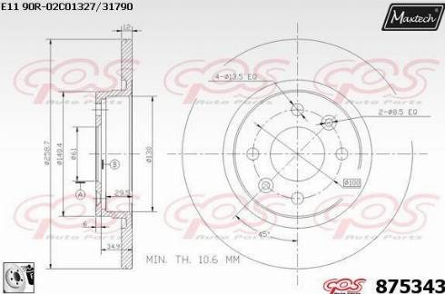 Maxtech 875343.0080 - Гальмівний диск autocars.com.ua