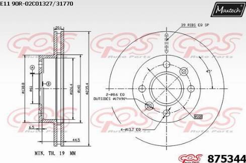 Maxtech 875344.0000 - Гальмівний диск autocars.com.ua