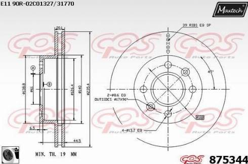 Maxtech 875344.0060 - Гальмівний диск autocars.com.ua