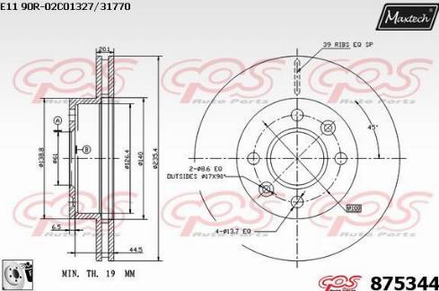 Maxtech 875344.0080 - Гальмівний диск autocars.com.ua