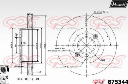 Maxtech 875344.6060 - Гальмівний диск autocars.com.ua