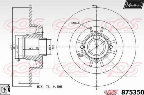 Maxtech 875350.0085 - Гальмівний диск autocars.com.ua