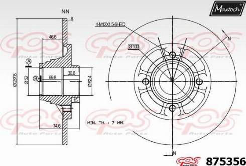 Maxtech 875356.0001 - Гальмівний диск autocars.com.ua