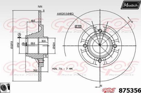 Maxtech 875356.0061 - Гальмівний диск autocars.com.ua