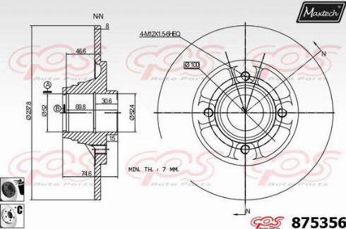 Maxtech 875356.6061 - Гальмівний диск autocars.com.ua