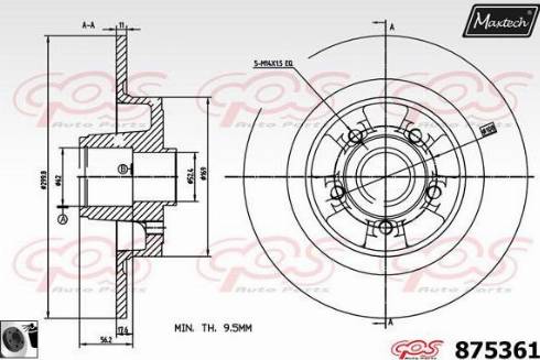 Maxtech 875361.0065 - Гальмівний диск autocars.com.ua