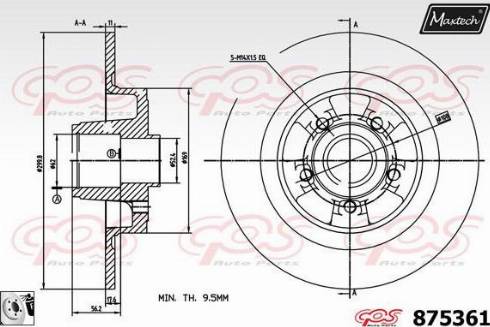 Maxtech 875361.0085 - Гальмівний диск autocars.com.ua