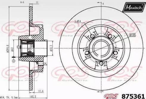 Maxtech 875361.0005 - Гальмівний диск autocars.com.ua