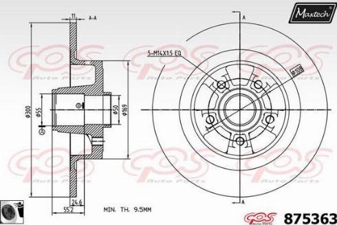 Maxtech 875363.0065 - Гальмівний диск autocars.com.ua