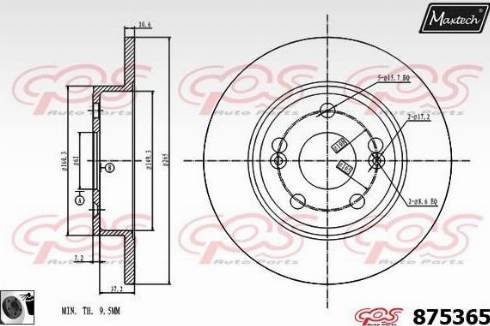 Maxtech 875365.0060 - Гальмівний диск autocars.com.ua