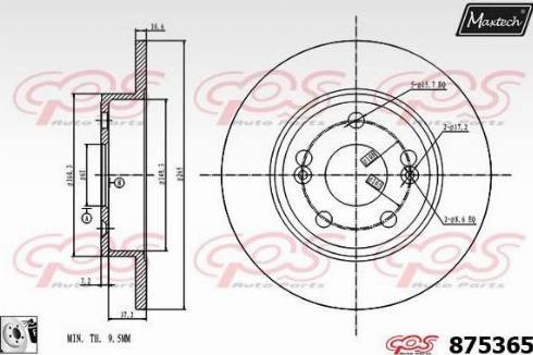 Maxtech 875365.0080 - Гальмівний диск autocars.com.ua