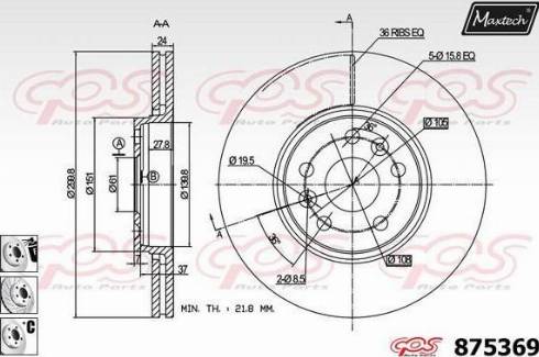 Maxtech 875369.6880 - Гальмівний диск autocars.com.ua