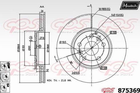 Maxtech 875369.6980 - Гальмівний диск autocars.com.ua