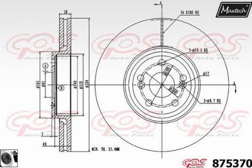 Maxtech 875370.0060 - Гальмівний диск autocars.com.ua