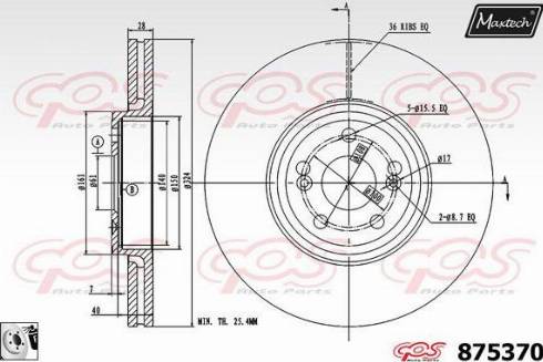 Maxtech 875370.0080 - Гальмівний диск autocars.com.ua