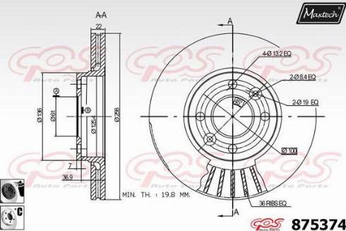 Maxtech 875374.6060 - Гальмівний диск autocars.com.ua