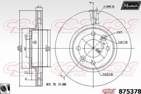 Maxtech 875378.0060 - Гальмівний диск autocars.com.ua