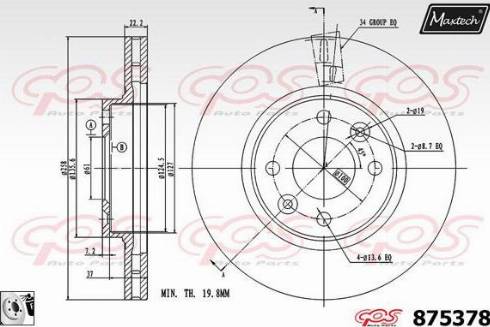 Maxtech 875378.0080 - Гальмівний диск autocars.com.ua