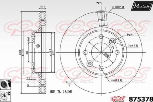 Maxtech 875378.6060 - Гальмівний диск autocars.com.ua