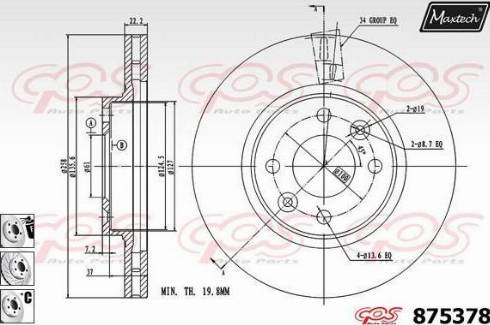 Maxtech 875378.6880 - Гальмівний диск autocars.com.ua