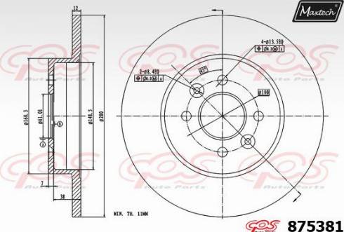 Maxtech 875381.0000 - Гальмівний диск autocars.com.ua