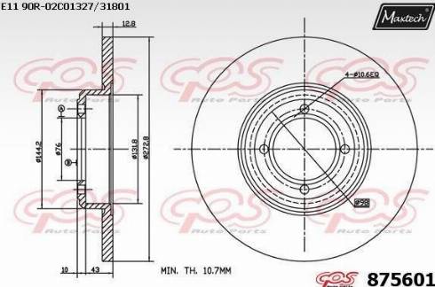 Maxtech 875601.0000 - Гальмівний диск autocars.com.ua