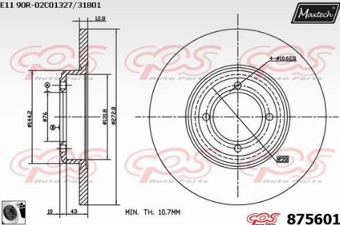 Maxtech 875601.0060 - Гальмівний диск autocars.com.ua