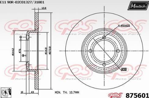 Maxtech 875601.0080 - Гальмівний диск autocars.com.ua