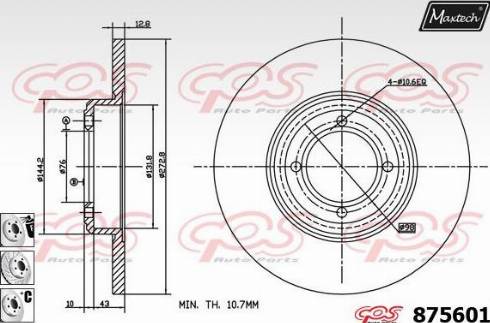 Maxtech 875601.6880 - Гальмівний диск autocars.com.ua