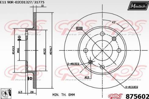 Maxtech 875602.0080 - Гальмівний диск autocars.com.ua