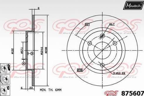 Maxtech 875607.6880 - Гальмівний диск autocars.com.ua