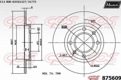 Maxtech 875609.0000 - Гальмівний диск autocars.com.ua