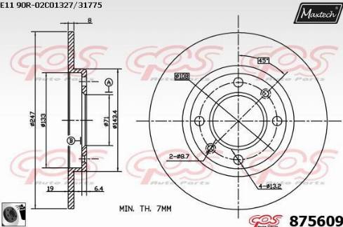 Maxtech 875609.0060 - Гальмівний диск autocars.com.ua