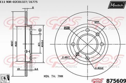 Maxtech 875609.0080 - Гальмівний диск autocars.com.ua