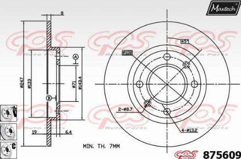 Maxtech 875609.6880 - Гальмівний диск autocars.com.ua