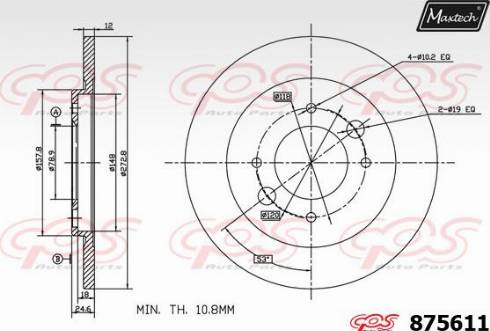 Maxtech 875611.0000 - Гальмівний диск autocars.com.ua