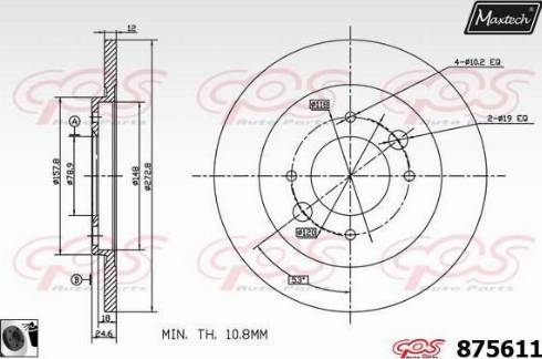 Maxtech 875611.0060 - Гальмівний диск autocars.com.ua