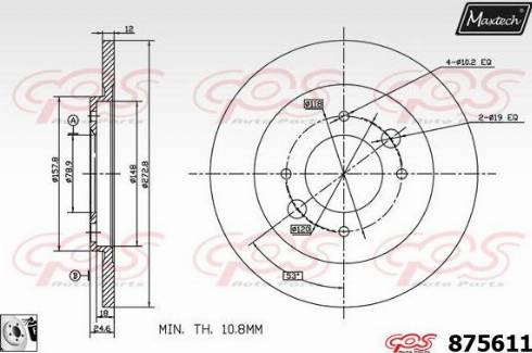 Maxtech 875611.0080 - Гальмівний диск autocars.com.ua