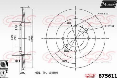 Maxtech 875611.6060 - Гальмівний диск autocars.com.ua