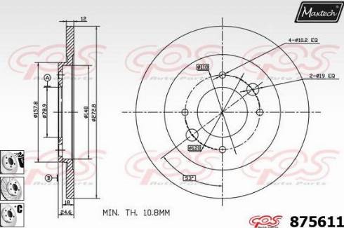 Maxtech 875611.6980 - Гальмівний диск autocars.com.ua