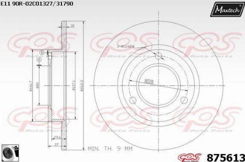 Maxtech 875613.0060 - Гальмівний диск autocars.com.ua