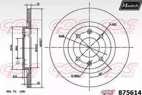 Maxtech 875614.6880 - Гальмівний диск autocars.com.ua