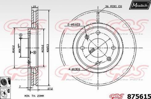 Maxtech 875615.6060 - Гальмівний диск autocars.com.ua