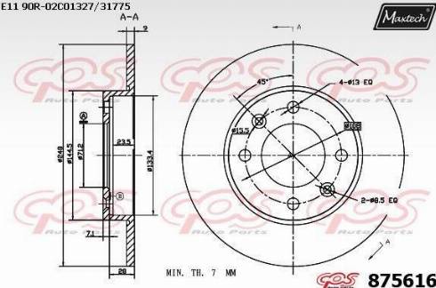 Maxtech 875616.0000 - Гальмівний диск autocars.com.ua