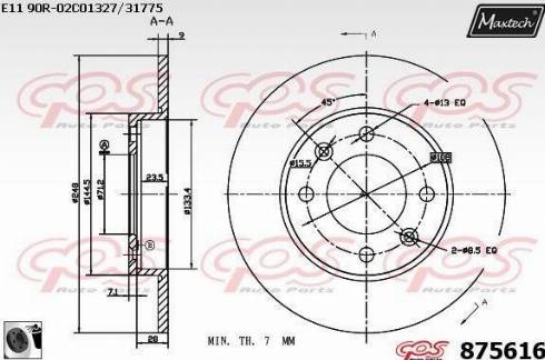 Maxtech 875616.0060 - Гальмівний диск autocars.com.ua