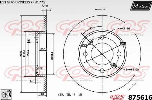 Maxtech 875616.0080 - Гальмівний диск autocars.com.ua