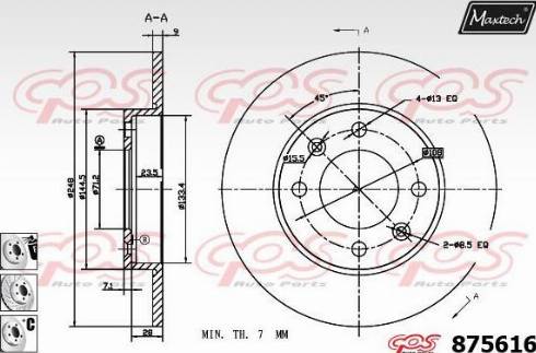 Maxtech 875616.6880 - Гальмівний диск autocars.com.ua