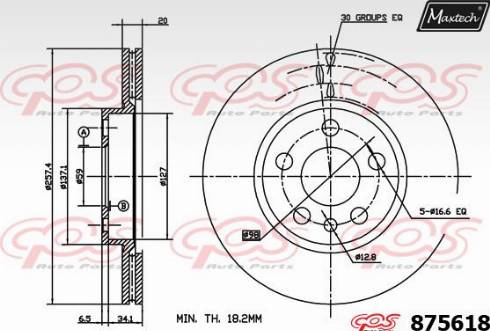 Maxtech 875618.0000 - Гальмівний диск autocars.com.ua